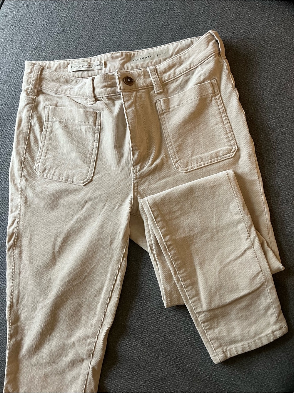 Pilcro and the Letterpress Cream High-Rise Skinny Pants